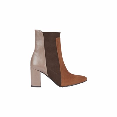 Bottines Brunate Stacked Heel And Elastic Femme Marron | 786-XDSQZO