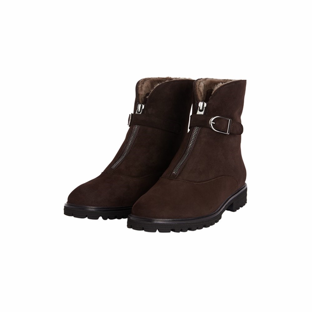 Bottines Brunate Lambskin Doublée Classiche Femme Marron | 345-DSEPAF