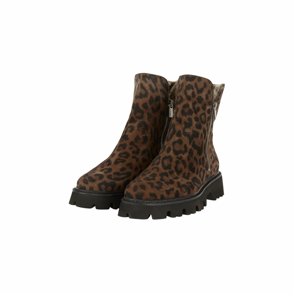 Bottines Brunate Lambskin Doublée Femme Leopard | 748-BSXHPN