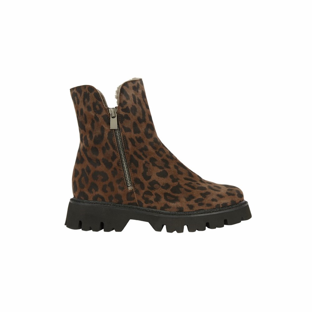 Bottines Brunate Lambskin Doublée Femme Leopard | 748-BSXHPN