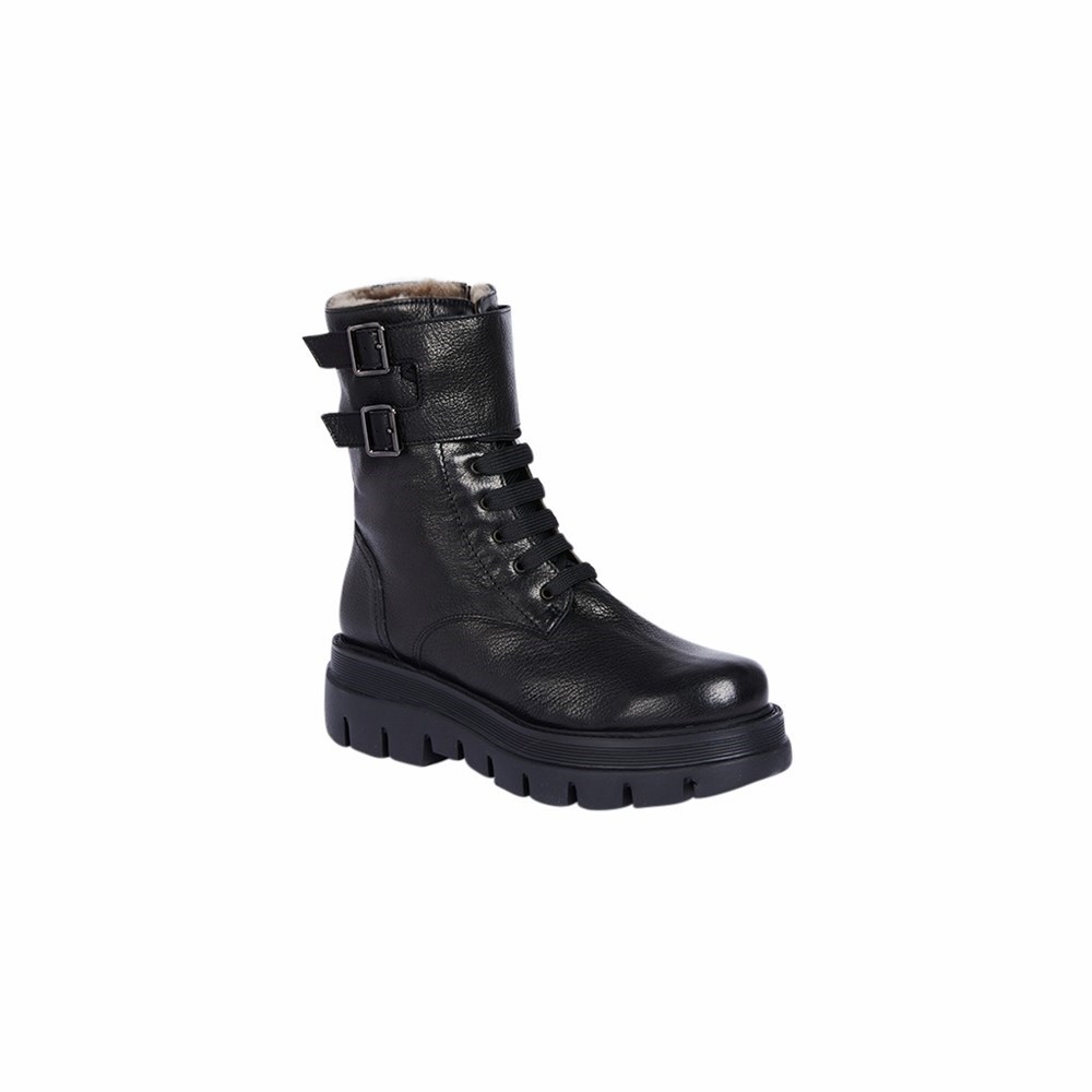 Bottines Brunate Lambskin Doublée Vélo Boot Femme Noir | 301-DSIHTA