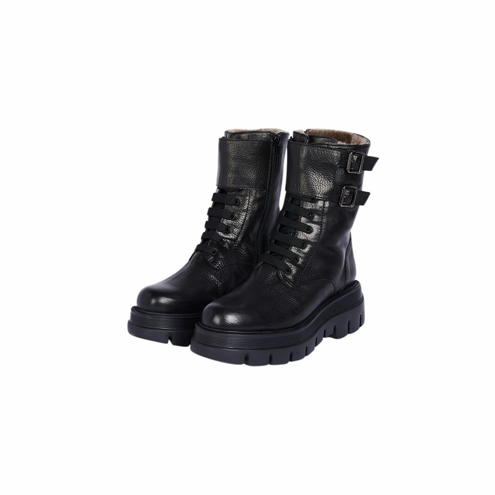 Bottines Brunate Lambskin Doublée Vélo Boot Femme Noir | 301-DSIHTA