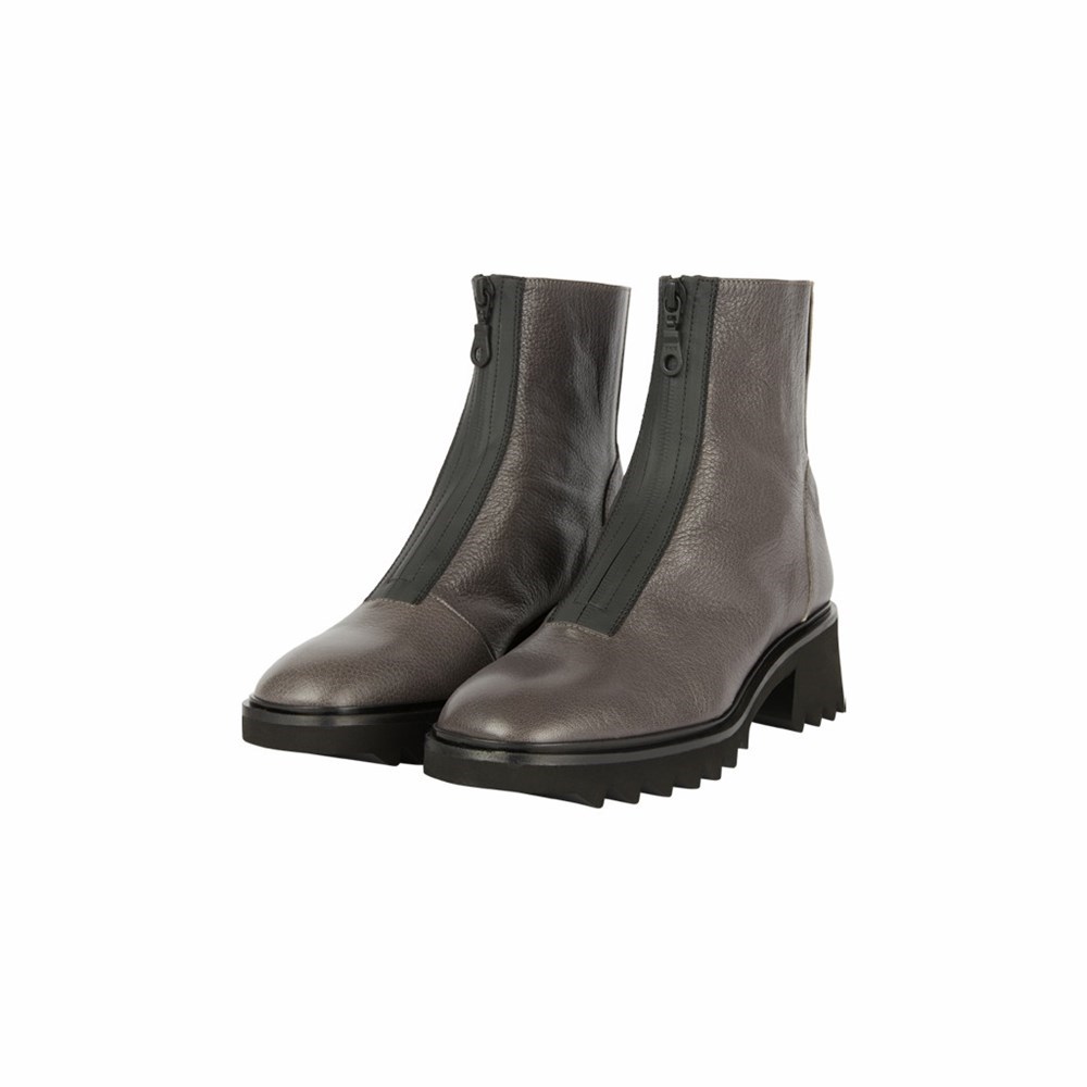 Bottines Brunate Lambskin Doublée With Front Zippé Femme Grise | 567-YPBDJR