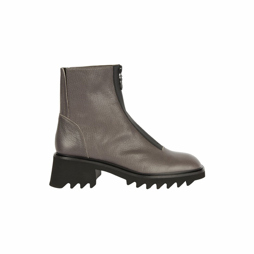 Bottines Brunate Lambskin Doublée With Front Zippé Femme Grise | 567-YPBDJR