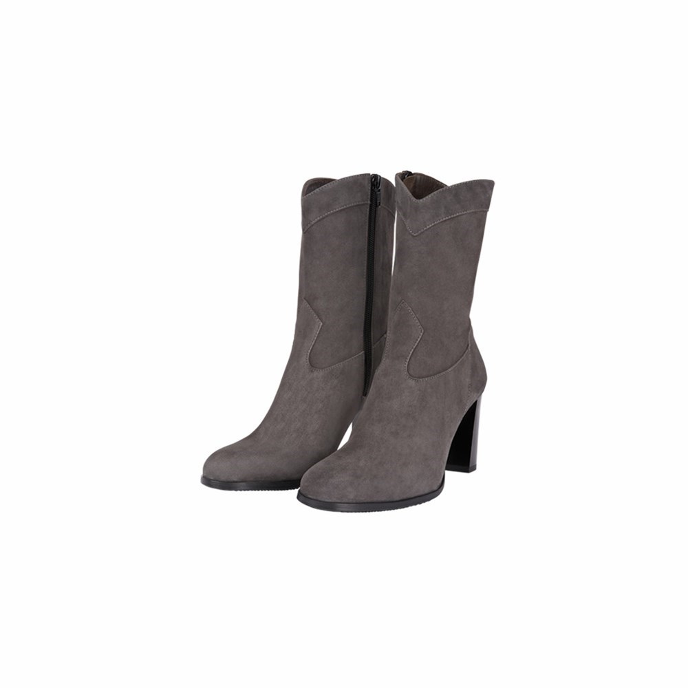 Bottines Brunate Larges Shaft Femme Grise | 653-CHVPMZ