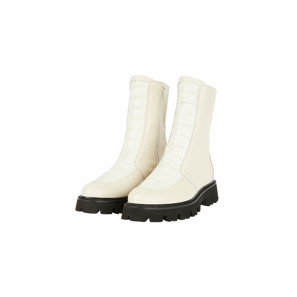 Bottines Brunate Matelassé Femme Blanche | 237-JWQAMZ