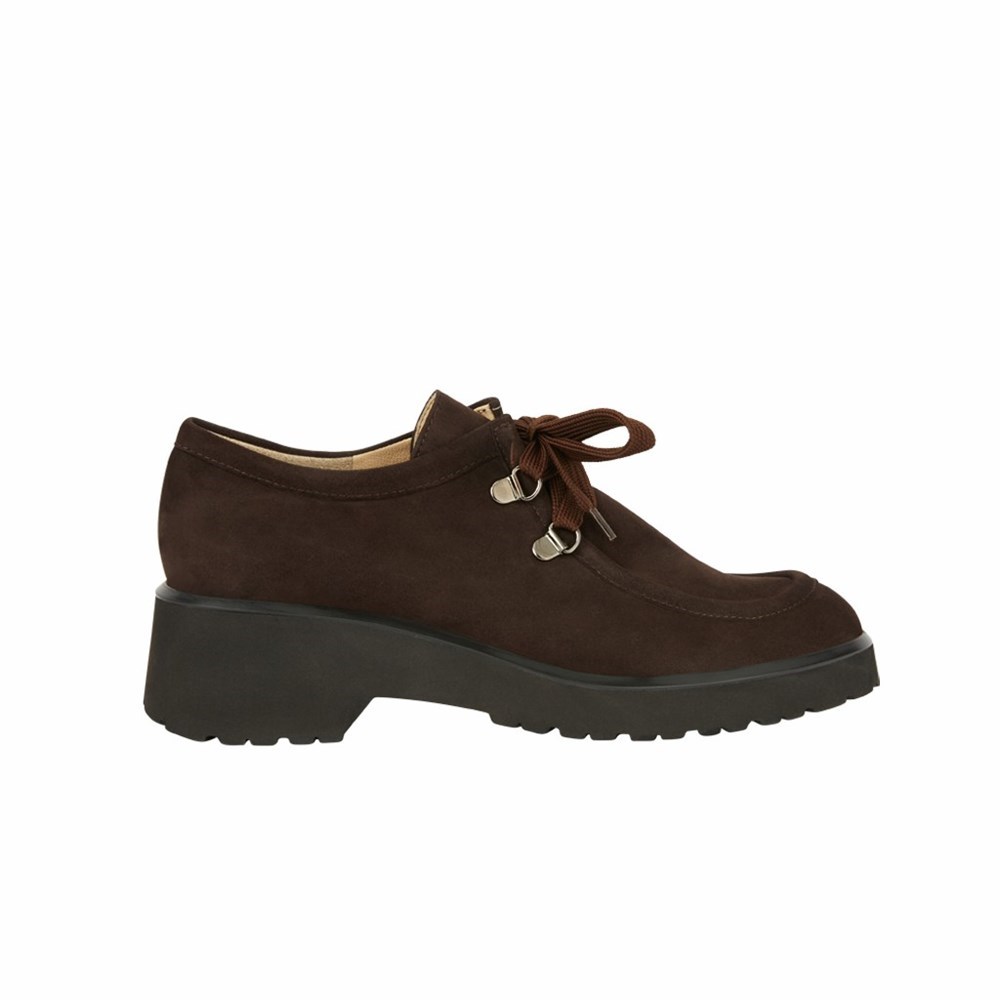 Chaussures Plates Brunate Dentelle Up Femme Marron | 928-OZVYFD