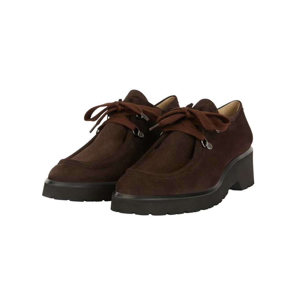 Chaussures Plates Brunate Dentelle Up Femme Marron | 928-OZVYFD