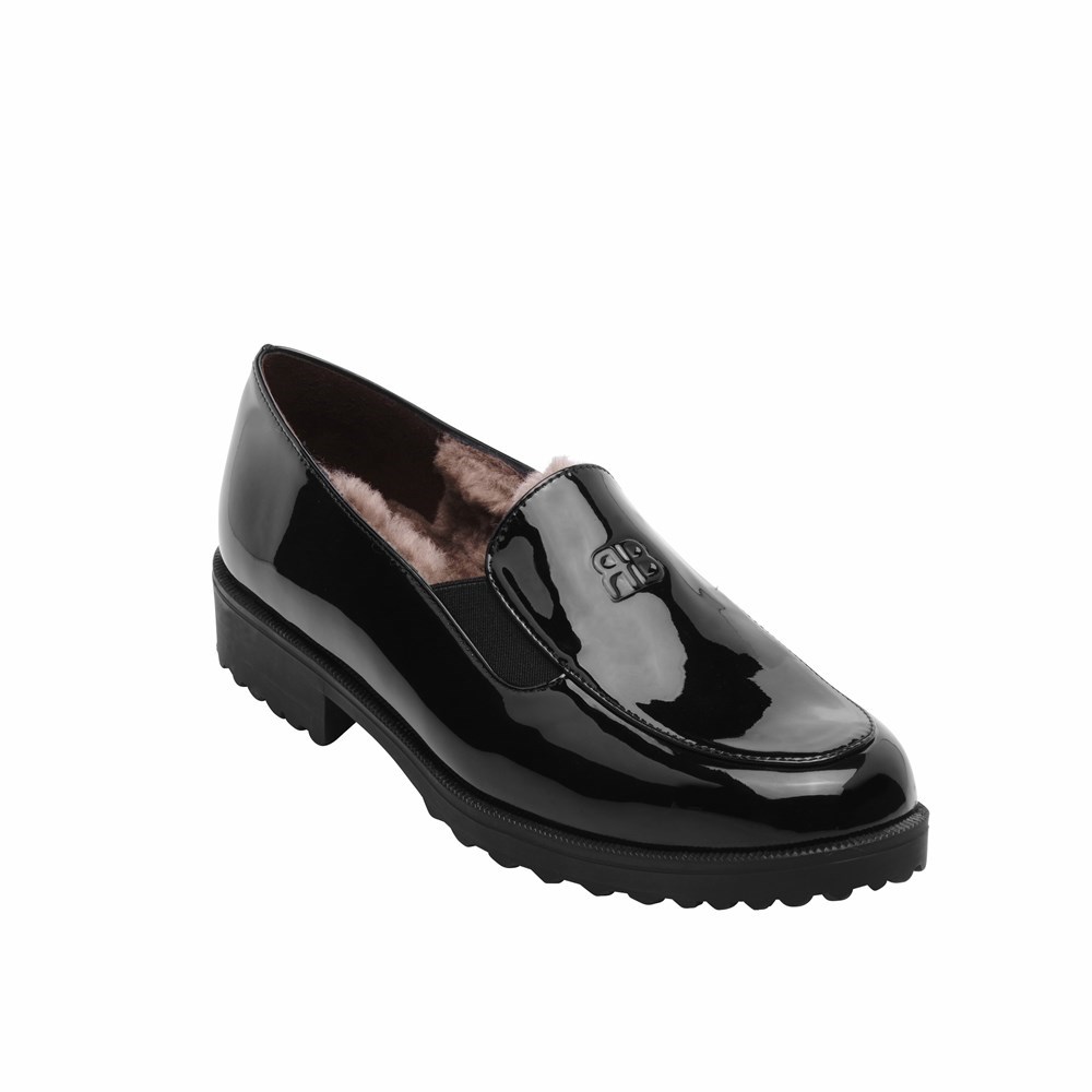 Chaussures Plates Brunate Doublée Loafer Femme Noir | 632-TEIRHK