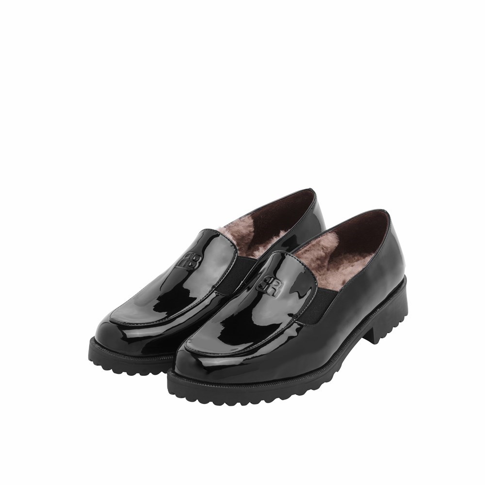 Chaussures Plates Brunate Doublée Loafer Femme Noir | 632-TEIRHK