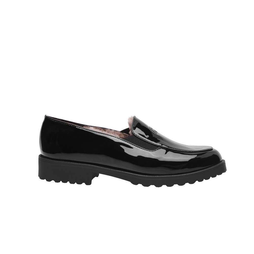 Chaussures Plates Brunate Doublée Loafer Femme Noir | 632-TEIRHK