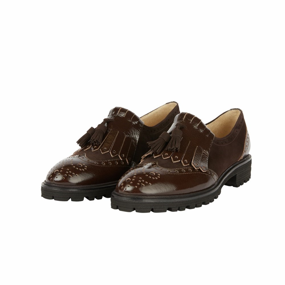 Chaussures Plates Brunate Golf Style Chaussons Femme Marron | 587-DXWPYI