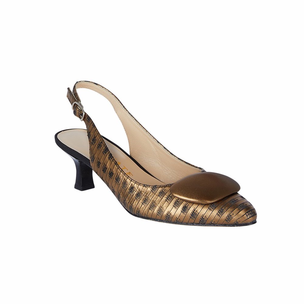 Escarpins Brunate Slingback With Button Accessory Femme Doré | 891-FWEGYS