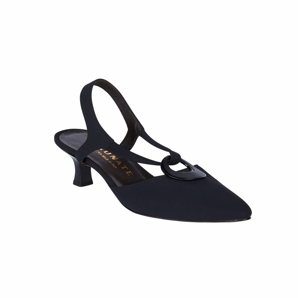 Sandales Brunate Slingback With Ring Femme Noir | 120-CATFVU