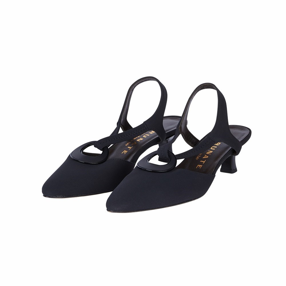 Sandales Brunate Slingback With Ring Femme Noir | 120-CATFVU